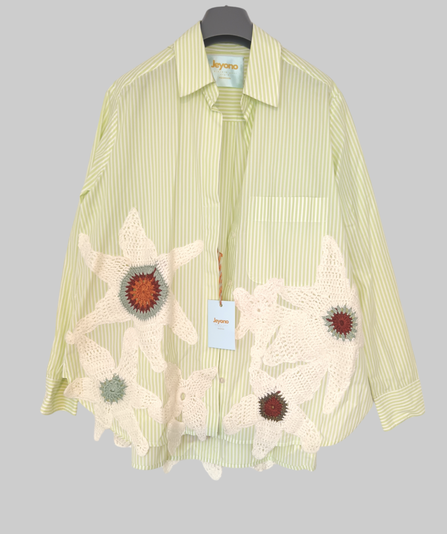 Handmade Crochet Flower Stripe Shirt