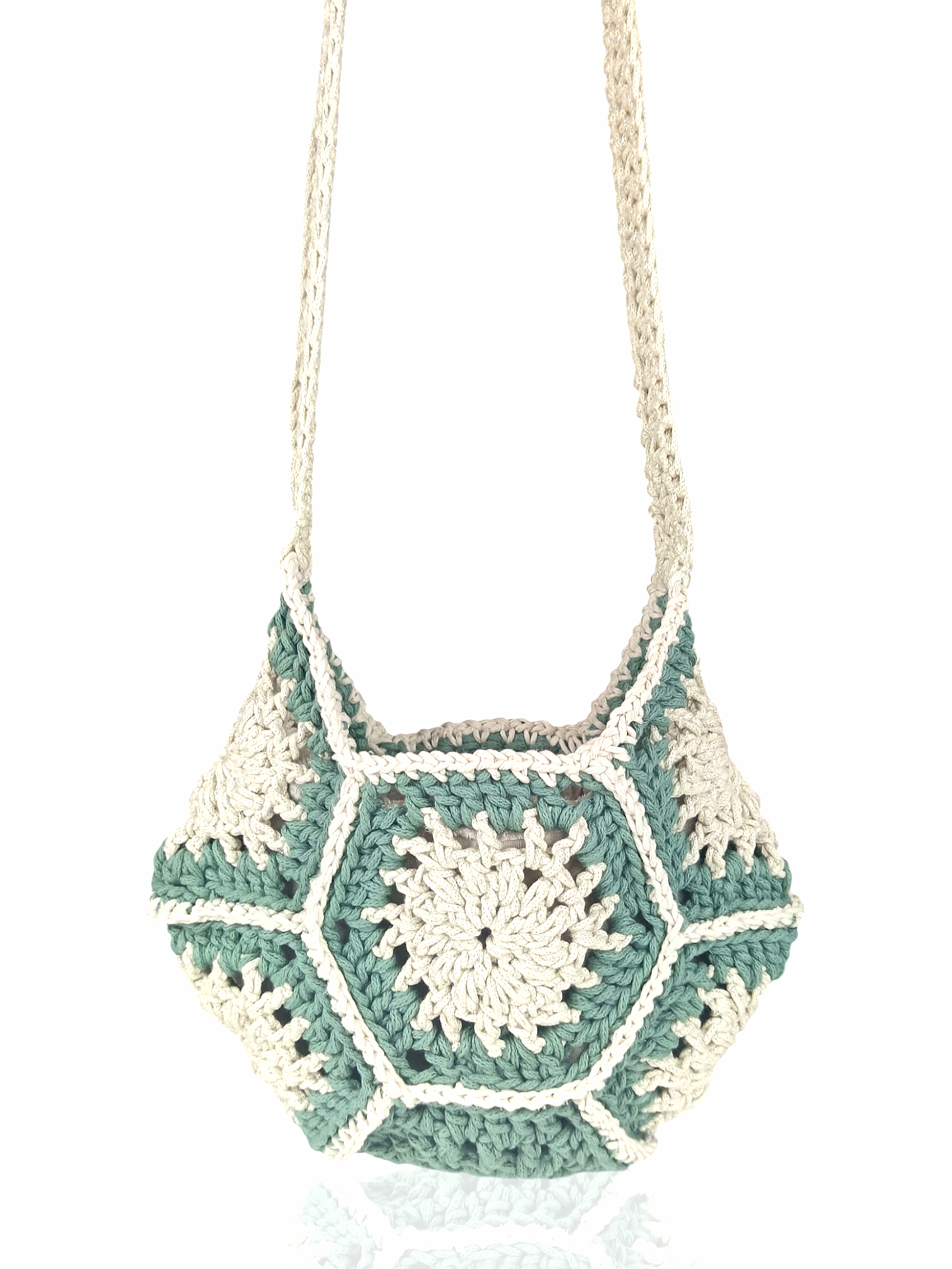 Handmade Crochet Shoulder Bag – Starburst Hexagon & Pentagon Design